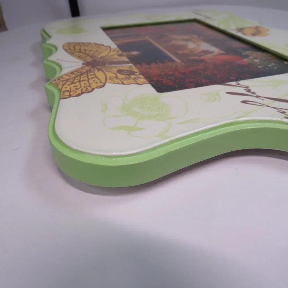 Orange Lime Green Floral Butterfly Picture Frame